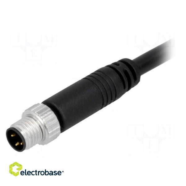 Connector: M8 | 5m | male | PIN: 3 | straight | plug | 3A | IP67 | 60V