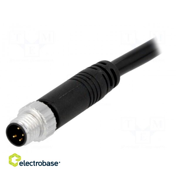 Connector: M8 | 5m | male | PIN: 4 | straight | plug | 3A | IP67 | 30V