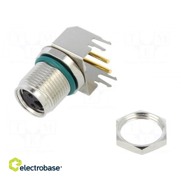 Connector: M8 | female | PIN: 2 | angled 90° | on PCBs | socket | 4A | IP68 image 1