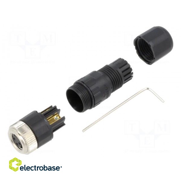 Connector: M8 | female | PIN: 3 | straight | for cable | plug | 3A | 60V image 1