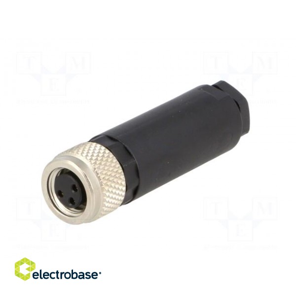 Connector: M8 | female | PIN: 3 | straight | for cable | plug | 4A | IP67 image 2