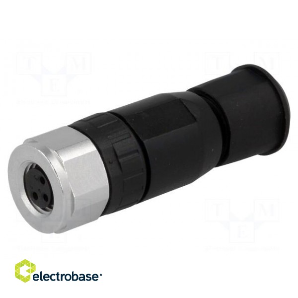 Connector: M8 | female | PIN: 3 | straight | for cable | plug | 4A | IP67 image 1