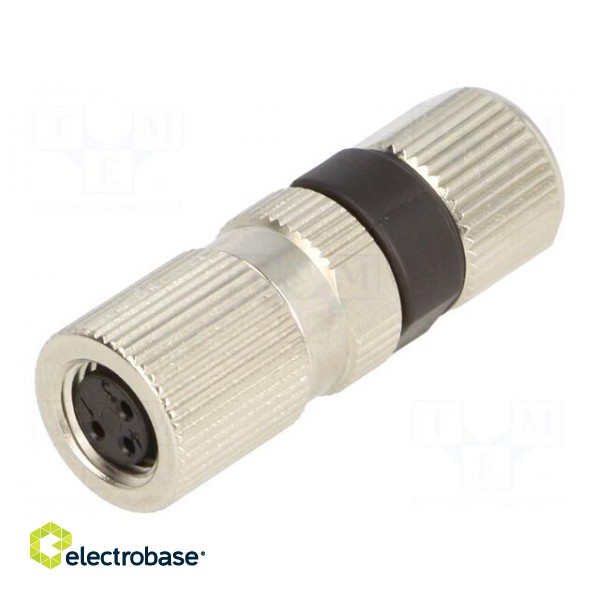 Connector: M8 | female | PIN: 3 | straight | for cable | plug | 4A | IP68 image 1