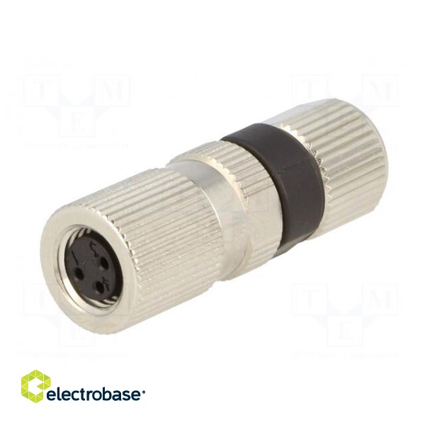 Connector: M8 | female | PIN: 3 | straight | for cable | plug | 4A | IP68 image 2