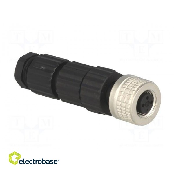 Connector: M8 | female | PIN: 3 | straight | for cable | plug | E | 4A | IP67 image 8