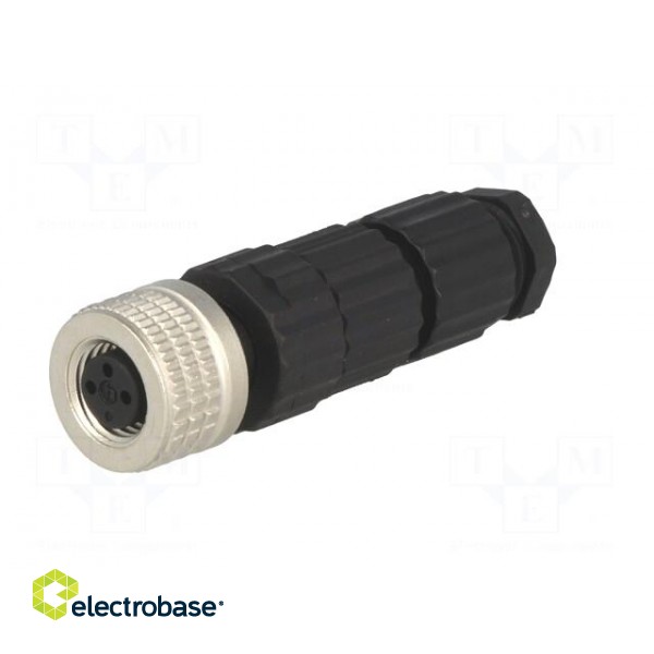 Connector: M8 | female | PIN: 3 | straight | for cable | plug | E | 4A | IP67 image 2