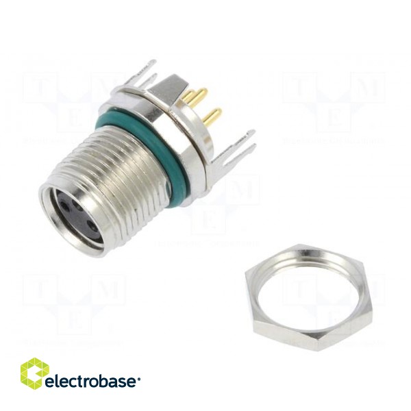 Connector: M8 | female | PIN: 3 | straight | on PCBs | socket | 4A | IP68 фото 1