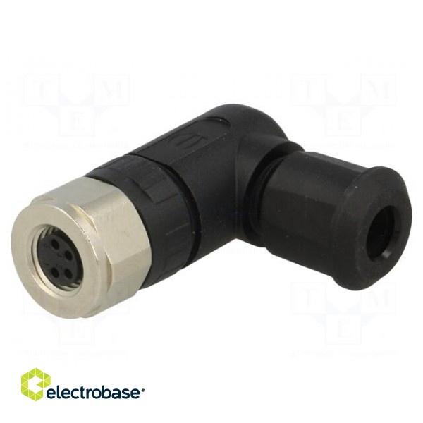 Connector: M8 | female | PIN: 4 | angled 90° | for cable | plug | 4A | IP67 image 1