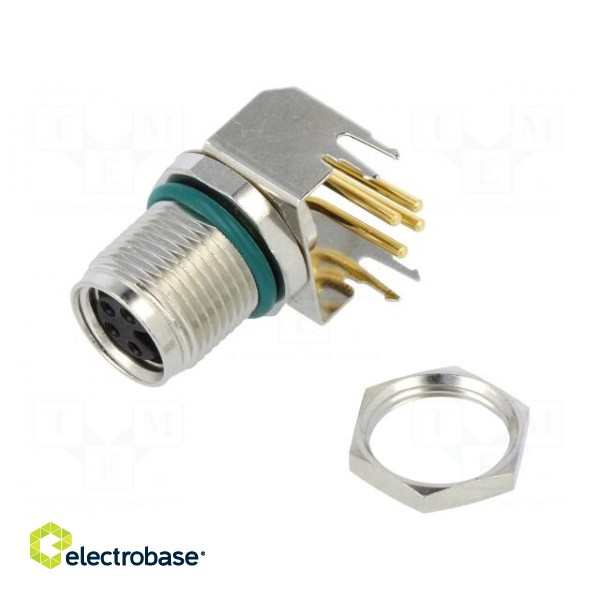Connector: M8 | female | PIN: 4 | angled 90° | on PCBs | socket | 4A | IP68 image 1