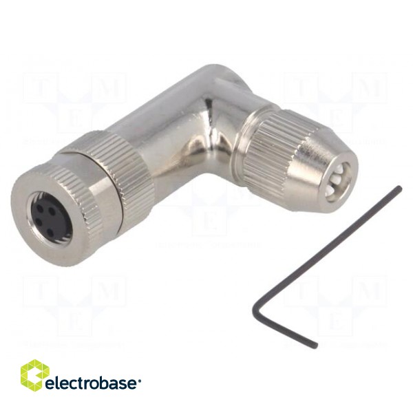 Connector: M8 | female | PIN: 4 | angled 90° | shielded | for cable | plug paveikslėlis 1