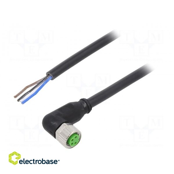 Connector: M8 | female | PIN: 4 | angled 90° | with lead | for cable