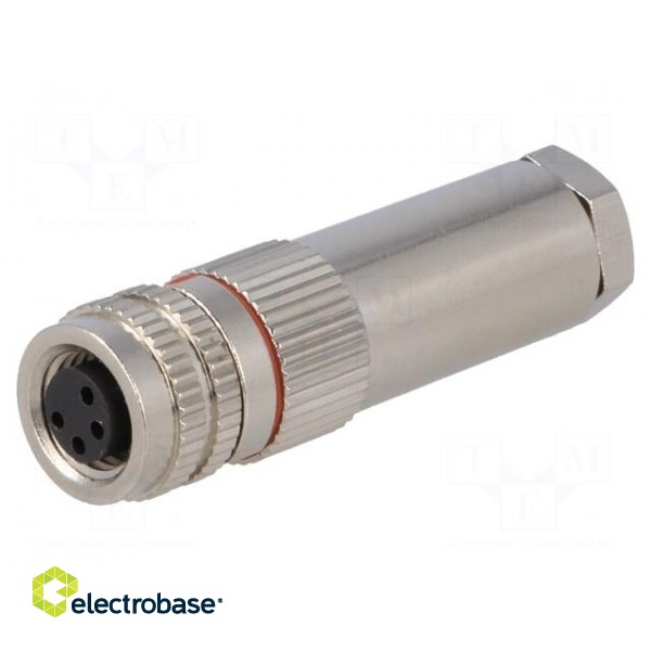 Connector: M8 | female | PIN: 4 | for cable | plug | 3A | IP67 | 30V image 1