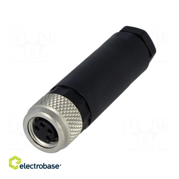 Connector: M8 | female | PIN: 4 | straight | for cable | plug paveikslėlis 1