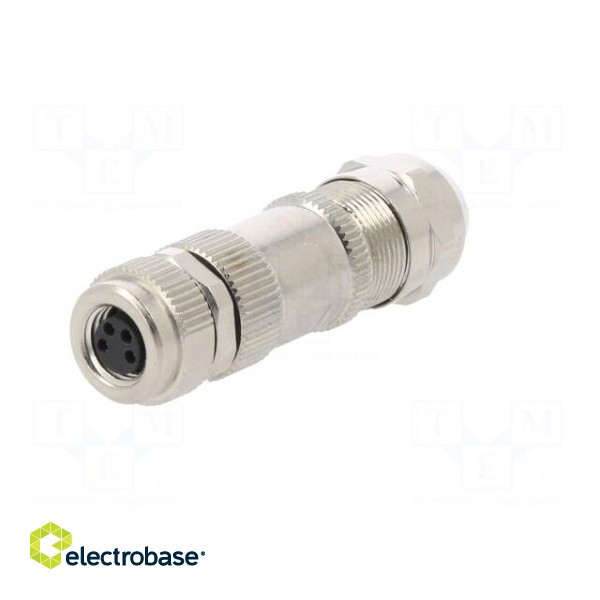 Connector: M8 | female | PIN: 4 | straight | for cable | plug | 3A | 30V paveikslėlis 2