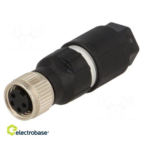 Connector: M8 | female | PIN: 4 | straight | for cable | plug | 4A | 30V image 1