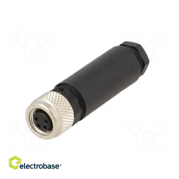 Connector: M8 | female | PIN: 4 | straight | for cable | plug | 4A | IP67 paveikslėlis 2