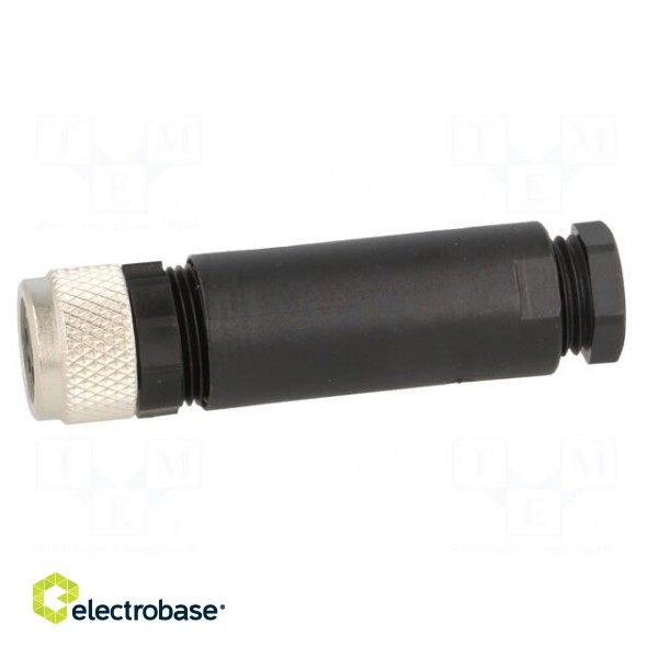 Connector: M8 | female | PIN: 4 | straight | for cable | plug | 4A | IP67 paveikslėlis 3