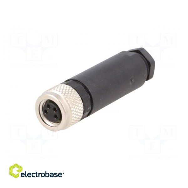Connector: M8 | female | PIN: 4 | straight | for cable | plug | 4A | IP67 фото 2