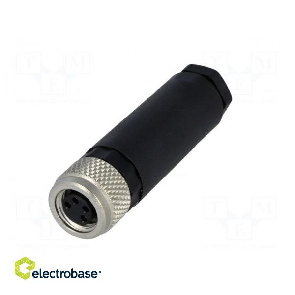 Connector: M8 | female | PIN: 4 | straight | for cable | plug paveikslėlis 2