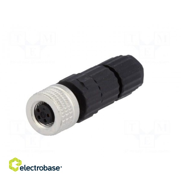 Connector: M8 | female | PIN: 4 | straight | for cable | plug | E | 4A | IP67 image 2