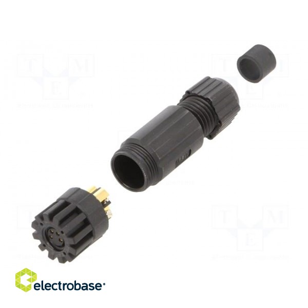 Connector: M8 | female | PIN: 4 | straight | for cable | plug | IP67 paveikslėlis 1