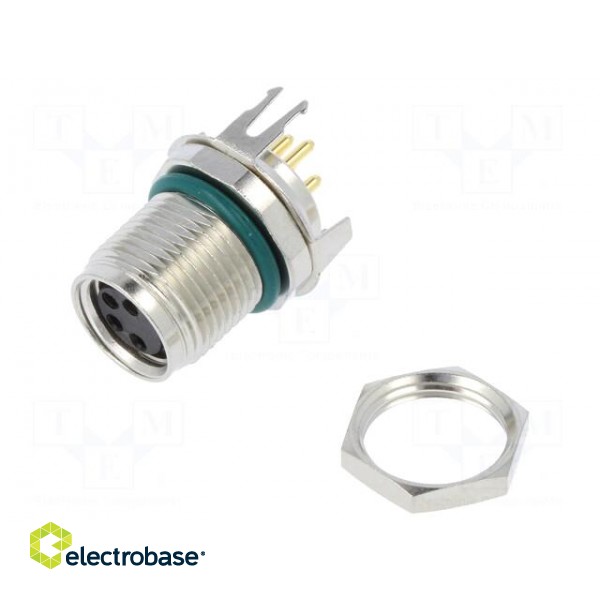 Connector: M8 | female | PIN: 4 | straight | on PCBs | socket | 4A | IP68 image 1