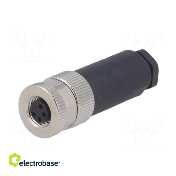 Connector: M8 | female | PIN: 4 | straight | unshielded | for cable | plug paveikslėlis 2