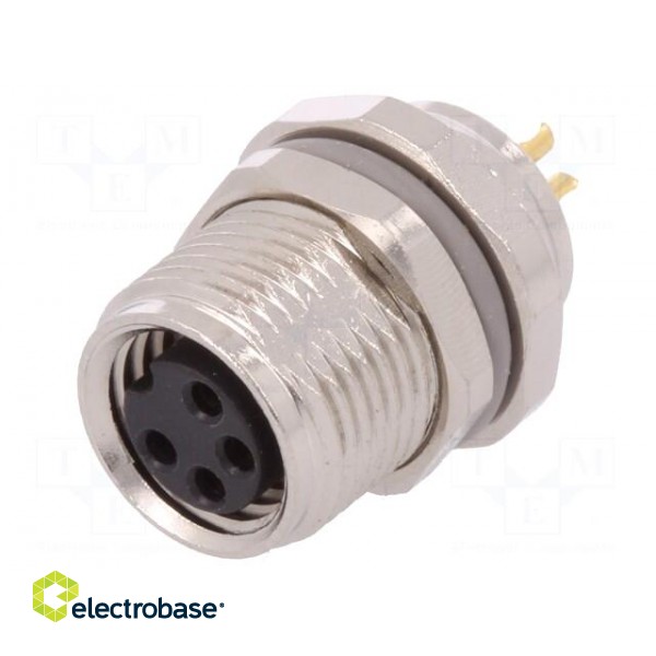 Connector: M8 | female | PIN: 4 | for panel mounting,front side nut image 1
