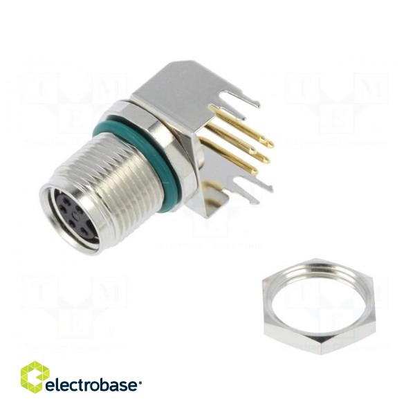 Connector: M8 | female | PIN: 5 | angled 90° | on PCBs | socket | 1.5A paveikslėlis 1