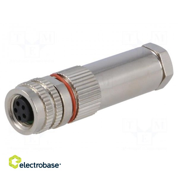 Connector: M8 | female | PIN: 5 | for cable | plug | 1.5A | IP67 | 30V paveikslėlis 1