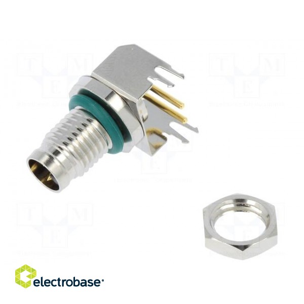 Connector: M8 | male | PIN: 2 | angled 90° | on PCBs | socket | 4A | IP68 image 1