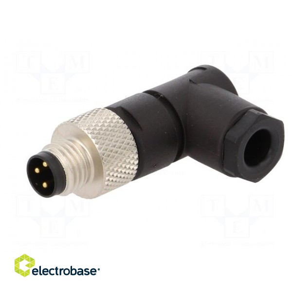 Connector: M8 | male | PIN: 3 | angled 90° | for cable | plug | 4A | IP67 paveikslėlis 2