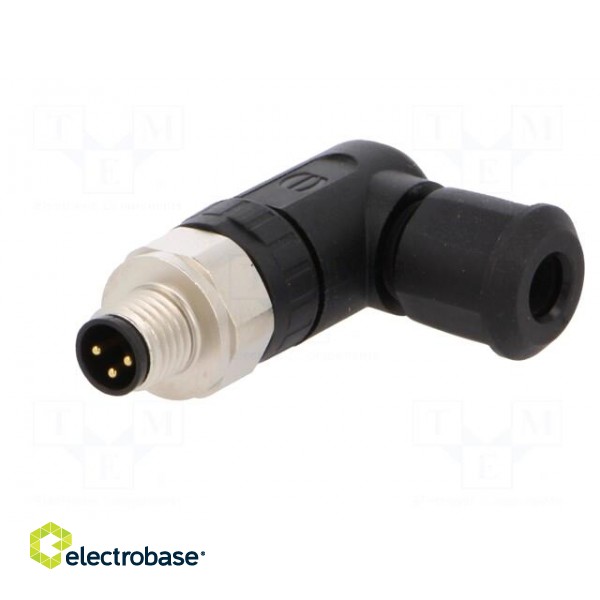 Connector: M8 | male | PIN: 3 | angled 90° | for cable | plug | 4A | IP67 фото 2