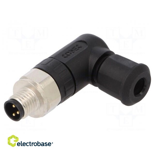 Connector: M8 | male | PIN: 3 | angled 90° | for cable | plug | IP67 image 1