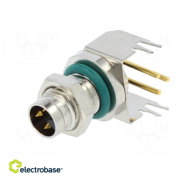 Connector: M8 | male | PIN: 3 | angled 90° | on PCBs | socket | 4A | IP68 фото 2