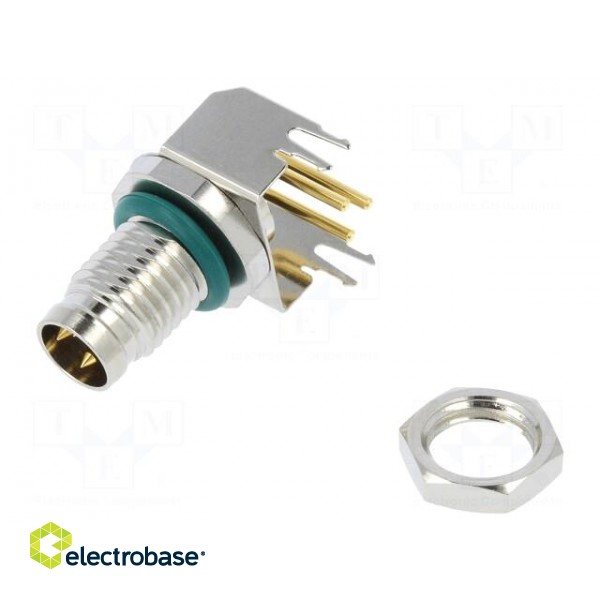 Connector: M8 | male | PIN: 3 | angled 90° | socket | 4A | IP68 | 30V | metal image 1
