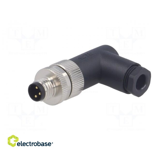 Connector: M8 | male | PIN: 3 | angled 90° | unshielded | for cable | plug фото 2