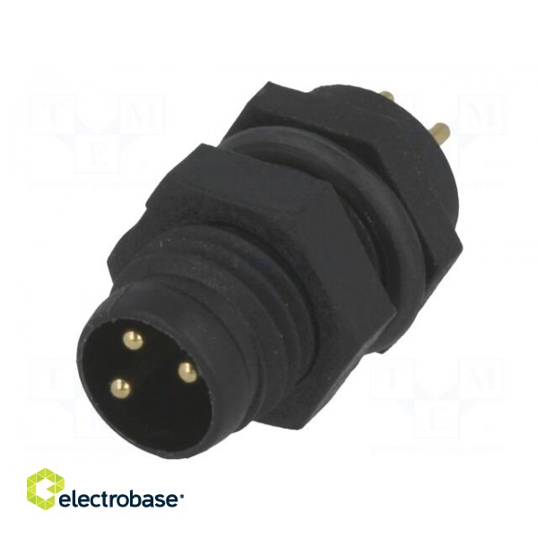 Connector: M8 | male | PIN: 3 | for panel mounting | socket | 3A | IP67 paveikslėlis 1