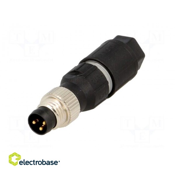 Connector: M8 | male | PIN: 3 | straight | for cable | plug | 4A | IP65/IP67 paveikslėlis 2