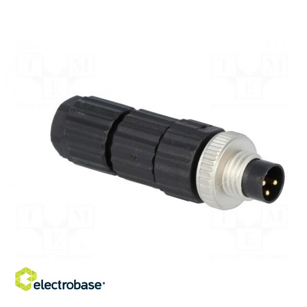 Connector: M8 | male | PIN: 3 | straight | for cable | plug | E | 4A | IP67 image 8