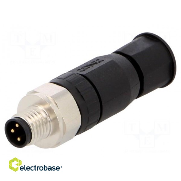 Connector: M8 | male | PIN: 3 | straight | for cable | plug | IP67 | 4÷5.5mm image 1