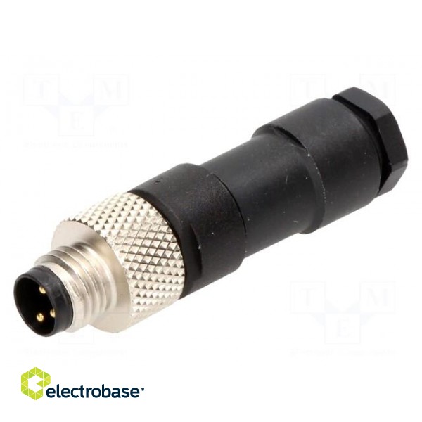 Connector: M8 | male | PIN: 3 | straight | for cable | plug | Nano-Change paveikslėlis 1