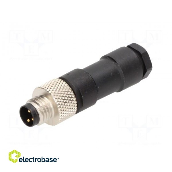 Connector: M8 | male | PIN: 3 | straight | for cable | plug | Nano-Change paveikslėlis 2