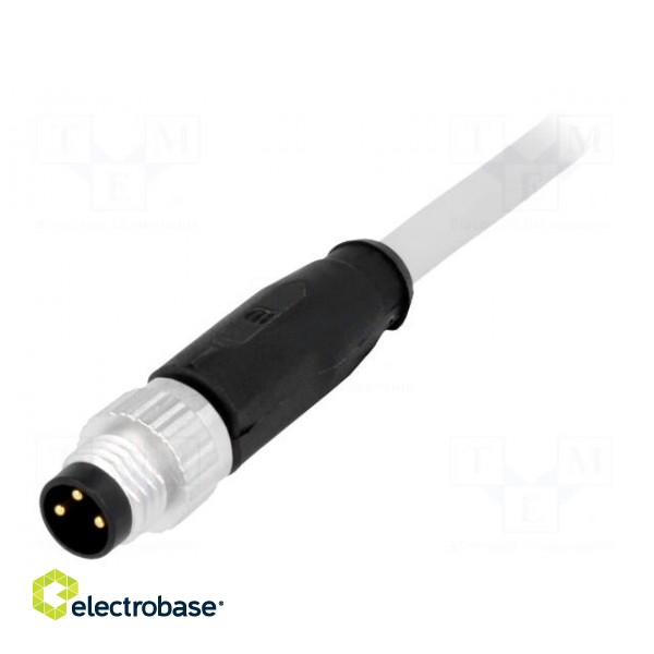 Connector: M8 | male | PIN: 3 | straight | with lead | plug | 0.5m | PVC