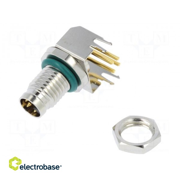 Connector: M8 | male | PIN: 4 | angled 90° | on PCBs | socket | 4A | IP68 image 1