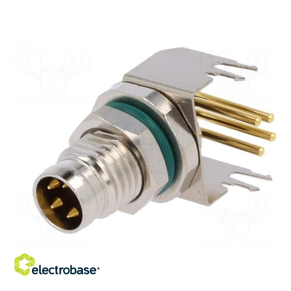 Connector: M8 | male | PIN: 4 | angled 90° | socket | 4A | IP68 | 30V | metal paveikslėlis 2
