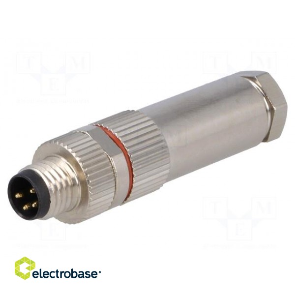 Connector: M8 | male | PIN: 4 | for cable | plug | 3A | IP67 | 30V фото 1