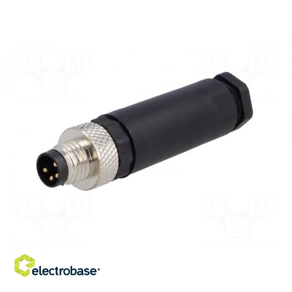 Connector: M8 | male | PIN: 4 | for cable | plug | 3A | IP67 | 30V paveikslėlis 2