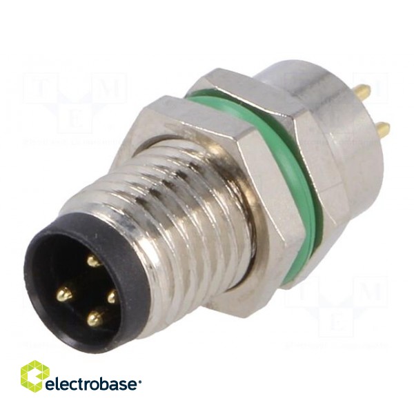 Connector: M8 | male | PIN: 4 | for panel mounting,front side nut paveikslėlis 1