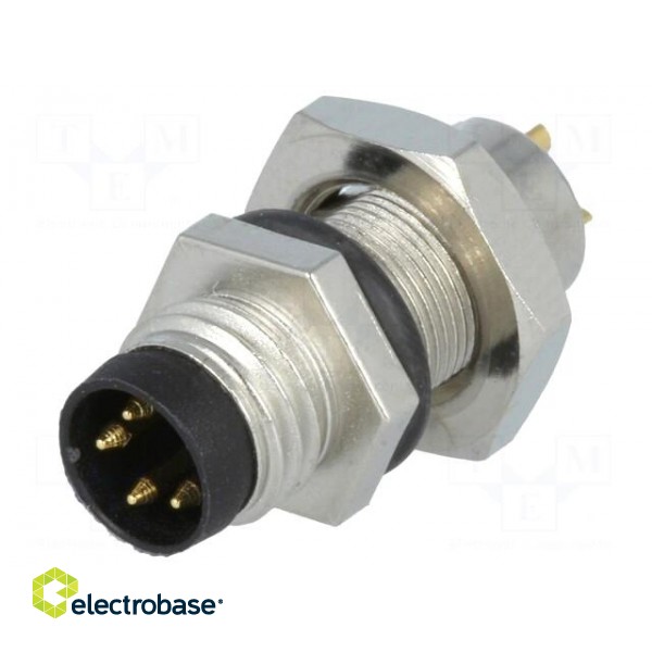 Connector: M8 | male | PIN: 4 | for panel mounting,rear side nut image 1